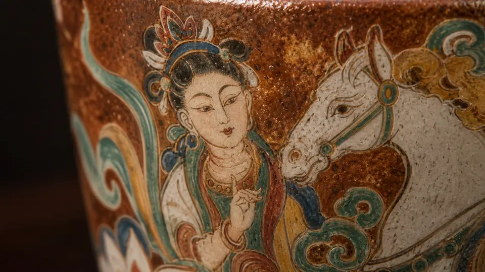 敦煌手绘人物细节循环影像